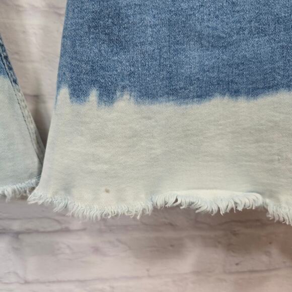 E Rock & Roll Denim Bargain Button Bell Flared Blue Jeans Dyed Frayed Hem Sz 30 - Picture 8 of 10